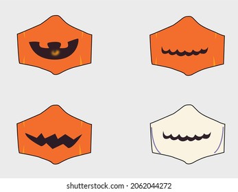 Halloween theme masks. with various expressions for the design of Halloween masks during the pandemic. vector illustration