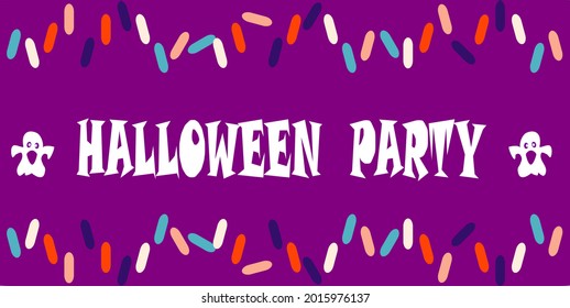 Halloween theme. Orange, purple background. For use as a poster or greeting card, invitation card.