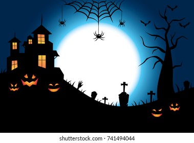 Halloween theme pumpkin on the moon background