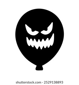 Ícone plano da expressão do rosto assustador do tema de Halloween, arte da linha da ilustração do balão do horror de Halloween, desenho da mão do balão de Halloween, rosto de sorriso assustador ícone do balão do tema do terror