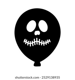 Halloween Theme Scary Face Expression Balloon Flat Icon, Halloween Horror Balloon Illustration Line Art, Halloween Balloon Hand Drawn, Scary Face Horror Theme Balloon Icon