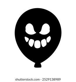 Ícone plano da expressão do rosto assustador do tema de Halloween, desenho da mão do balão de Halloween, rosto de sorriso assustador ícone do balão do tema de terror