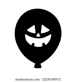 Ícone plano da expressão do rosto assustador do tema de Halloween, Balão de Halloween desenhado à mão, Ícone do balão do tema do terror do rosto de Smiley assustador