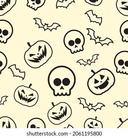 Halloween Theme Seamless Pattern. Perfect for banner, Website Background, Wallpaper, etc