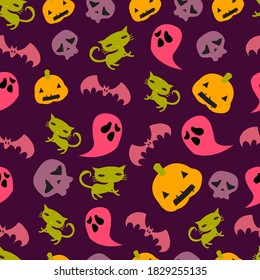 
Halloween theme seamless pattern. This pattern uses soft colors but is still sharp and scary. This pattern is suitable for wallpaper, background, or other needs. 