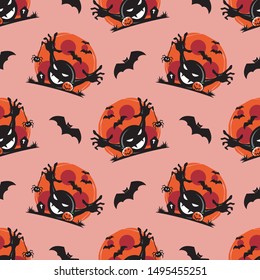 Halloween Theme Seamless Pattern Vector