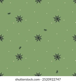 Halloween theme seamless vector pattern. Cute hand drawn october holiday illustration with spider web. Simple background for packaging, apparel, gift, wrapping paper, textile, fabric, wallpaper.