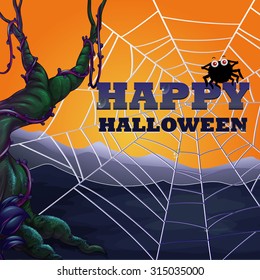 Halloween theme with spider web illustration