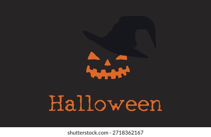 Halloween theme with a spooky pumpkin face and witch hat Halloween vibes with orange and black colors Perfect for Halloween decorations and invites background design resource vector.