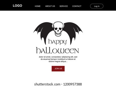 Halloween theme, vampire scull. Illustrative vector landing page template
