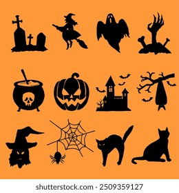 Halloween theme vector design black color suitable for sticker, decoration, symbol, celebration, collection
