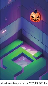 Afiche promocional del vector temático de Halloween
