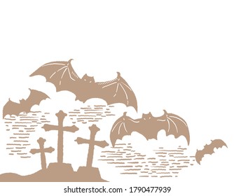 Halloween themed background in retro style. Vector illustraion.