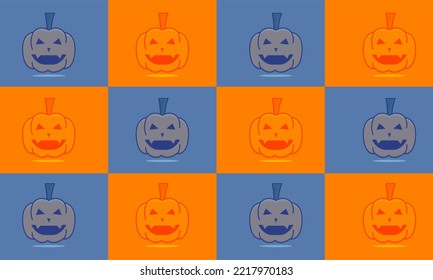 Halloween themed background seamless pattern with pumpkin, boo, ghost bubble chat, trick or treat. Great for textiles, banners, wallpapers, wrapping. Vector design.