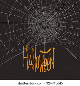 Halloween themed background with spider web and text