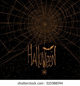 Halloween themed background with spider web and text