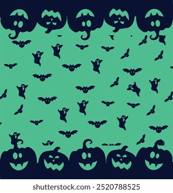 Banners e padrões temáticos de Halloween. Ilustração do vetor do tema de Halloween