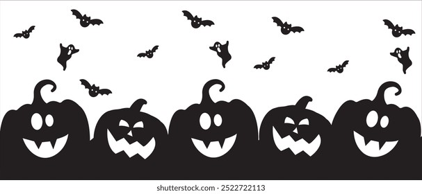 Halloween themed banners and patterns. Halloween theme vector illustration	