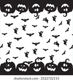 Halloween themed banners and patterns. Halloween theme vector illustration	