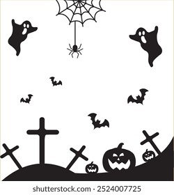 Halloween themed banners and patterns. Halloween theme vector illustration	