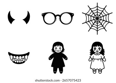 Schwarz-Weiß-Vektorgrafiken zum Thema Halloween