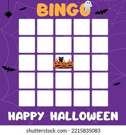 Halloween Themed Blank Bingo Cards With Decorated Bingo.