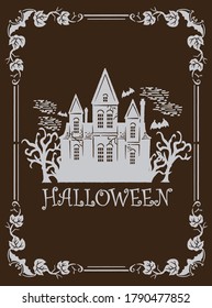 Halloween themed decorative frame in vintage style. Vector illustration.
