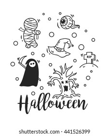 Halloween themed doodle elements