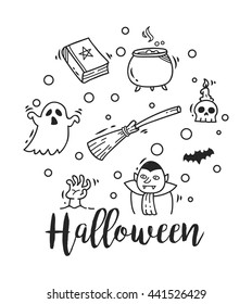 Halloween themed doodle elements
