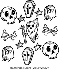 Halloween themed icon set illustration