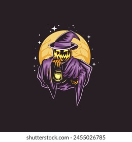 Halloween themed illustration or logo, more precisely the scary character who is the mascot for the Halloween celebration. With a simple design, it is very good for logo design