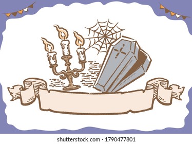 Halloween themed illustration in retro style. Vector illustraion.