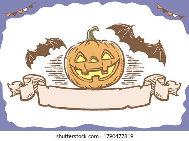 Halloween themed illustration in retro style. Vector illustraion.