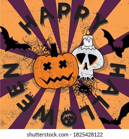 Halloween Themed Illustration - Trick or Treat - Happy Halloween - Hand Drawn Vector