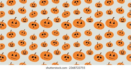 Halloween themed pumpkin vectors pattern 