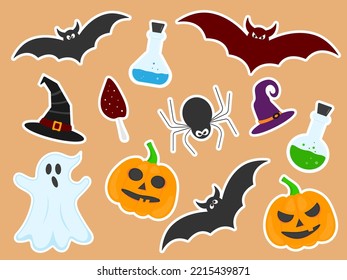 Halloween themed sticker flat collection