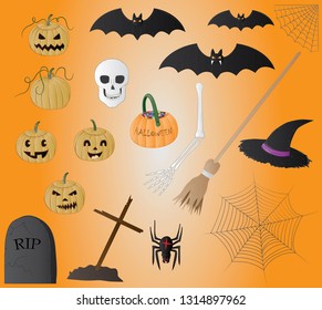 Halloween themed vector illustration set. EPS8.