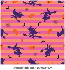 halloween themed vector seemless pattern abstract color witches and ghost wrapping paper