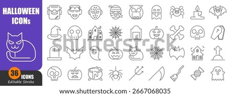 Halloween thin line icon . Editable stroke . Vector .