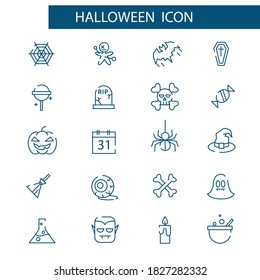 Halloween thin line icon set. Vector linear symbol pack. 