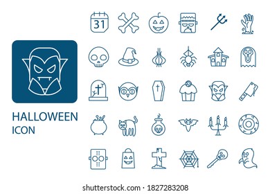 Halloween thin line icon set. Vector linear symbol pack.