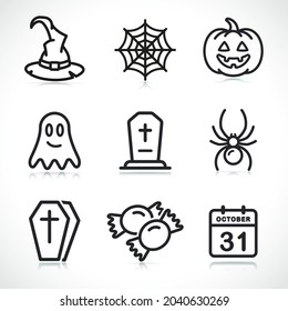 halloween thin line icons set