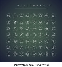 Halloween Thin Rounded Icons Set