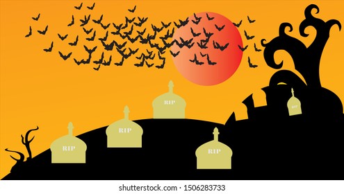 Halloween, thousands of scary black bats