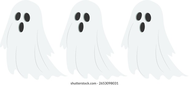 Halloween, Three Friendly Halloween Ghosts Illustration
