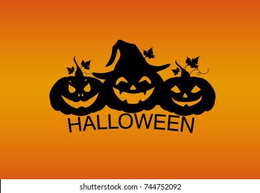 Halloween. Three Silhouette of a pumpkins. Vector. Greeting card for a holiday or an invitation to a party.