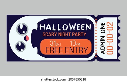 Halloween Ticket party invitation design template Vector Illustration