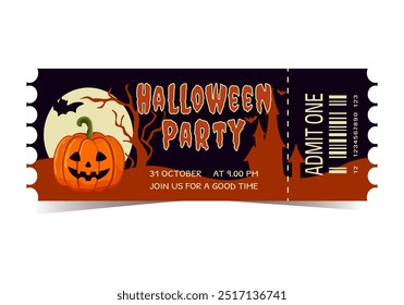 Halloween Tickets.  Halloween celebration party invitation vector illustration of a magical and spooky night Isolated