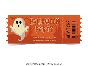 Halloween Tickets.  Halloween celebration party invitation vector illustration of a magical and spooky night Isolated