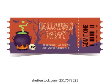 Halloween Tickets.  Halloween celebration party invitation vector illustration of a magical and spooky night Isolated